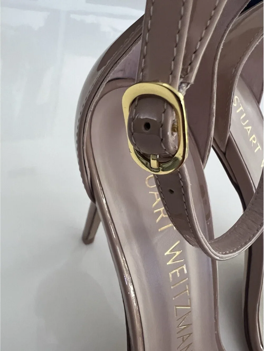 $475 Stuart Weitzman 100 Shoes 9.5 B Nudistcurve Ankle Strap Heels Sandals